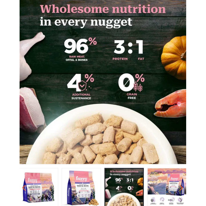 FURRY WONDER IMMUNE BOOST Freeze-Dried Raw CHICKEN&PIGEON Recipe for CATS & DOGS